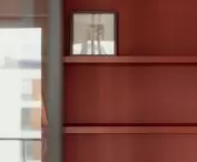Shelf detail and reflection in the glass