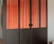 Sliding doors hide the sleeping area