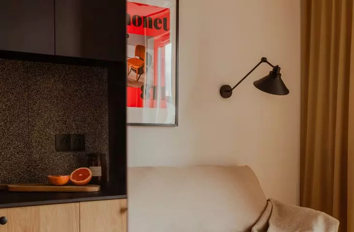 In the living room there is a projector