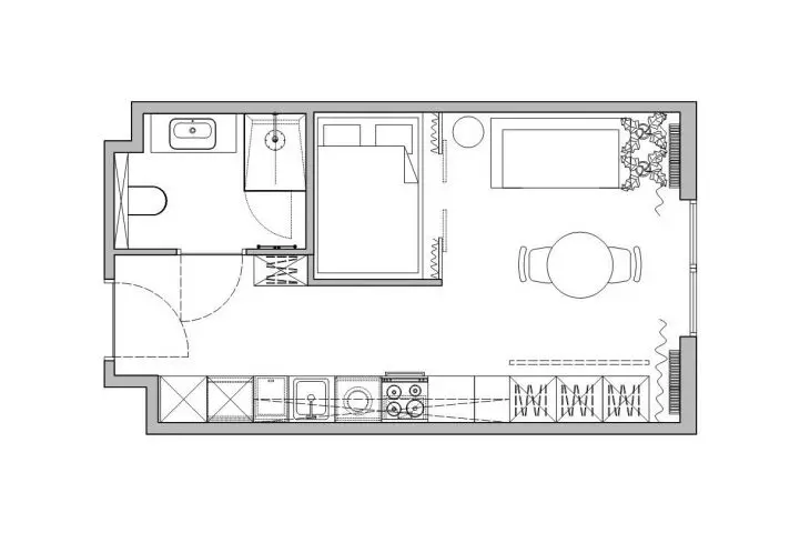 A projection of a Krakow studio apartment