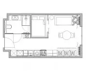 A projection of a Krakow studio apartment