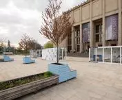 Containers stood in front of the National Museum