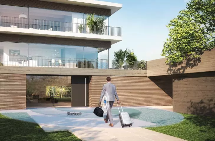 Drzwi Schüco z aluminium lub PVC-U z modułem BlueCon