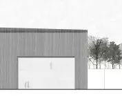 Projekt nowego obiektu muzeum w Treblince, elewacja północna