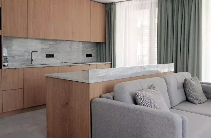 Kitchen with living room
