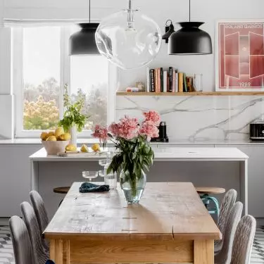 Dining room with eclectic character