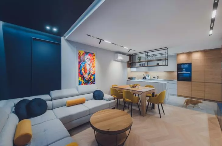 Living room and kitchen