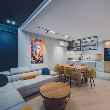 Living room and kitchen
