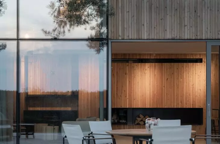 Terrace with lake house