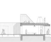 Terrace with lake house - cross section