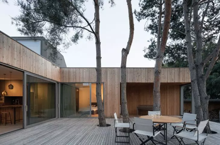 Terrace with lake house