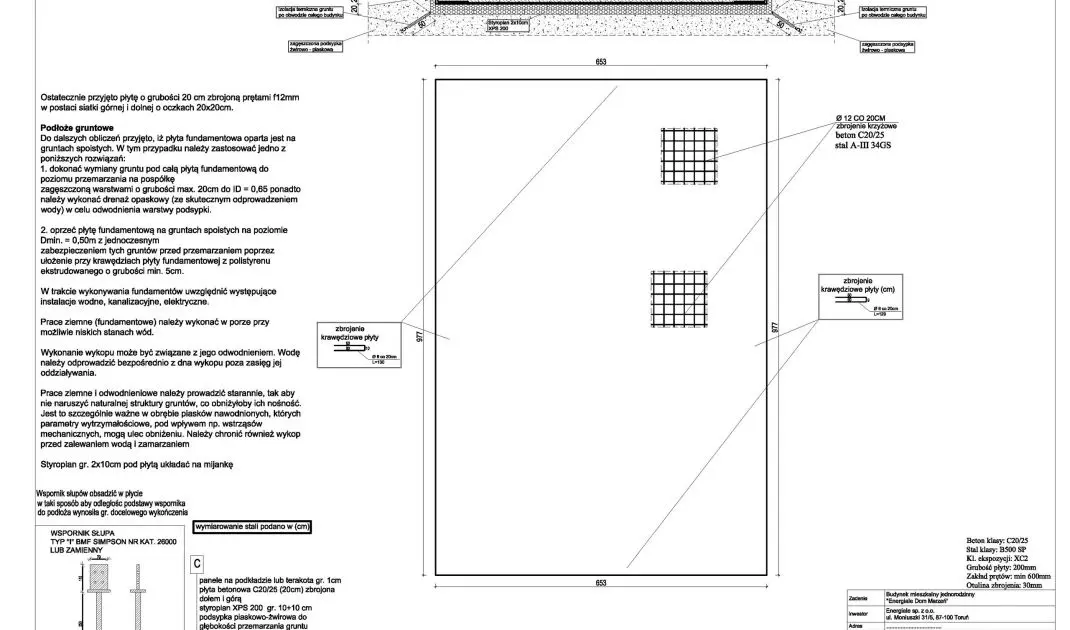 Dom COMO - rysunek techniczny - fundament
