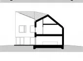Asymmetrical house - plans, sections and elevations