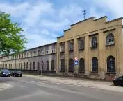 The buildings of the former factory (today: warehouses) on Kolejowa Street.