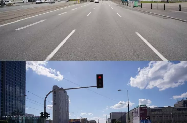 Dmowski traffic circle - before and after