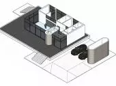 Minimalistyczny dom z dachem płaskim koło Wyszkowa pracowni BIAS – aksonometria