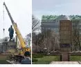 Protecting the monument in Kiev