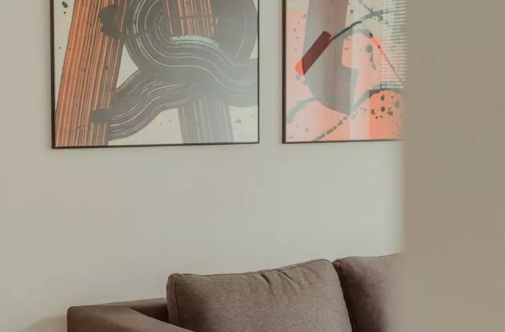 Bartek Chwilczynski's graphics decorate the interior of an ascetic office