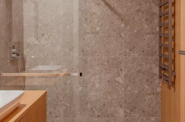 Tiles with terrazzo motif