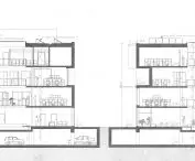 Design of an office building in Poznan's Jeżyce district, sections
