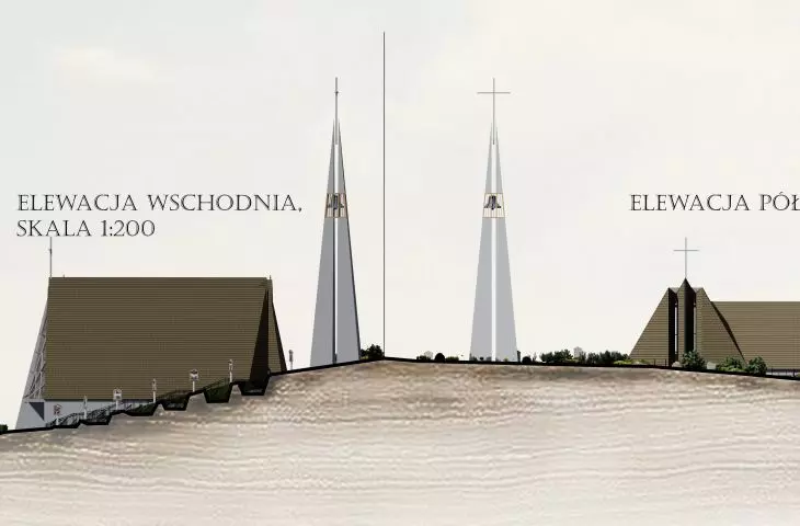 Projekt Ośrodka Kontemplacyjnego z Kaplicą, elewacje
