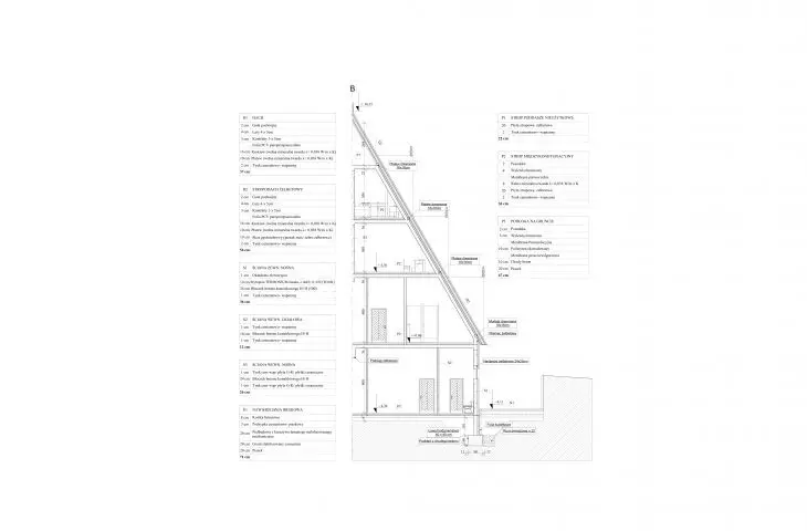 Projekt Ośrodka Kontemplacyjnego, fragment przekroju
