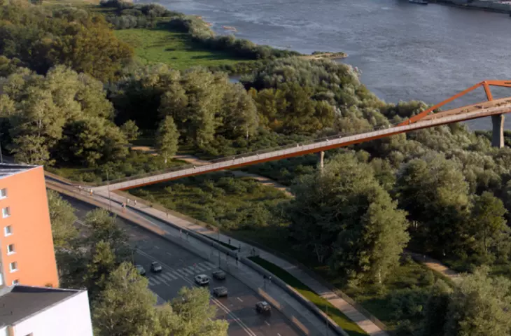 Visualization of the footbridge under construction