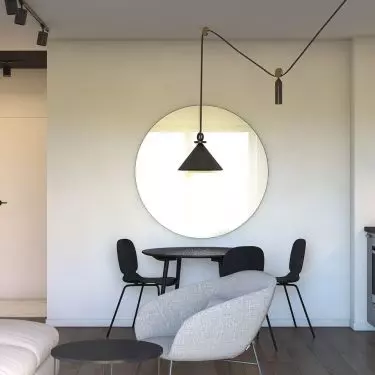 Small living room with kitchenette