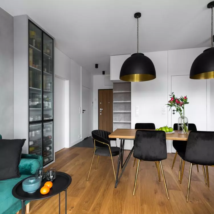 Living room and dining room