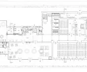 Interior adaptation project of Browar Mieszczański in Wrocław, first floor plan