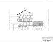 Interior adaptation project of Browar Mieszczański in Wrocław, cross-section C-C