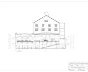 Interior adaptation project of Browar Mieszczański in Wrocław, section D-D