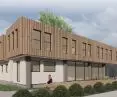 I Nagroda w konkursie na projekt Domu Sportowca, charakterystyczna elewacja
