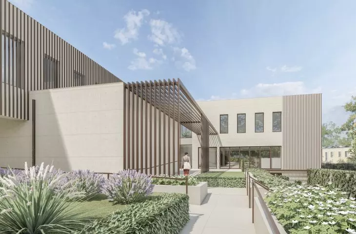 Wyróżnienie honorowe w konkursie na projekt Domu Sportowca, otoczenie budynku