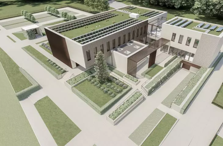 Wyróżnienie honorowe w konkursie na projekt Domu Sportowca, widok z lotu ptaka