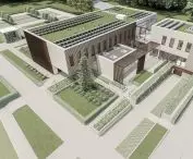 Wyróżnienie honorowe w konkursie na projekt Domu Sportowca, widok z lotu ptaka