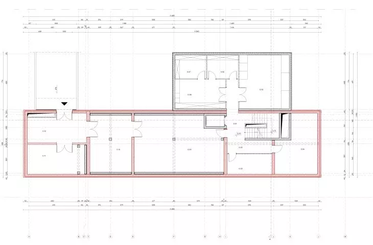 Wyróżnienie honorowe w konkursie na projekt Domu Sportowca, rzut poziomu -1.