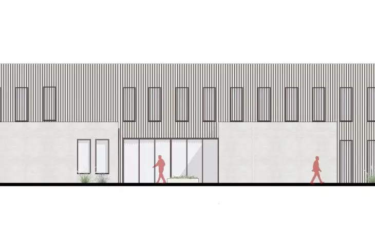 Wyróżnienie honorowe w konkursie na projekt Domu Sportowca, elewacja południowa