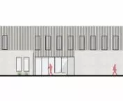 Wyróżnienie honorowe w konkursie na projekt Domu Sportowca, elewacja południowa