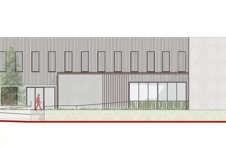 Wyróżnienie honorowe w konkursie na projekt Domu Sportowca, elewacja północna