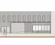 Wyróżnienie honorowe w konkursie na projekt Domu Sportowca, elewacja północna