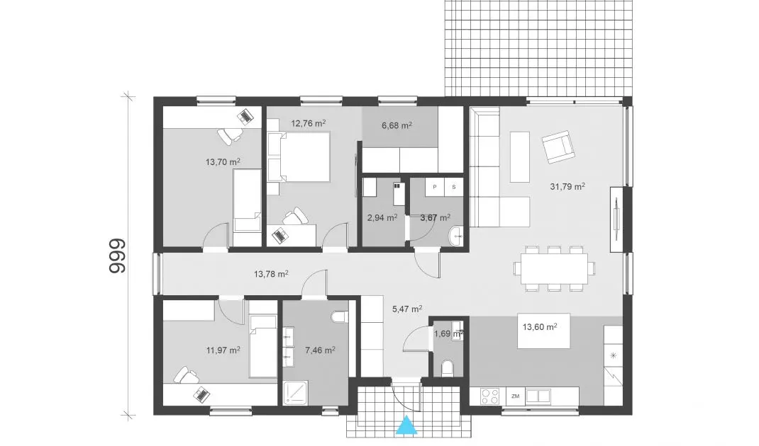Projekt domu z tarasem – uA115