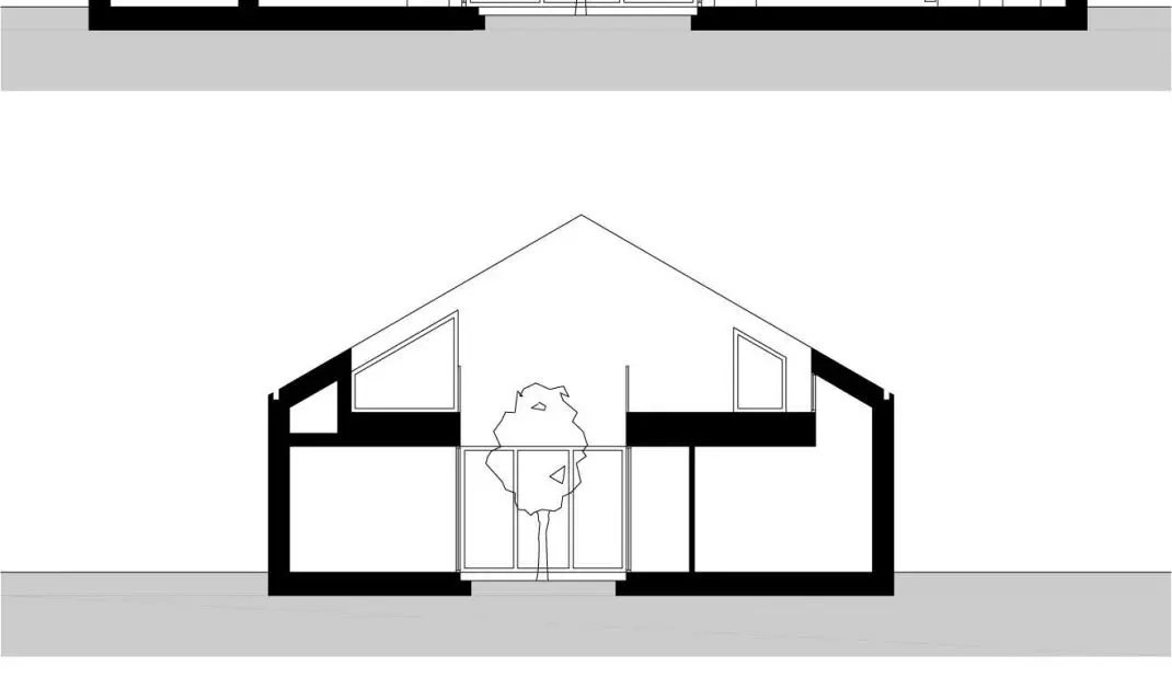 Dom z atrium w Gliwicach projektu INOSTUDIO architekci – rzuty, przekroje, elewacje