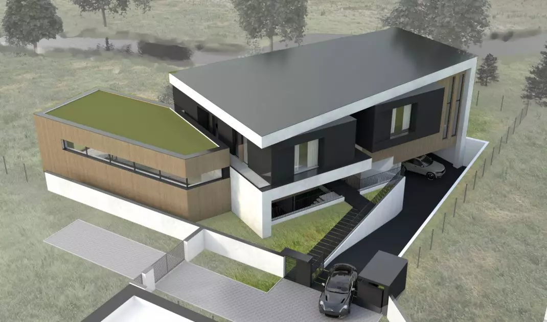 Willa z basenem w bryle projektu BIAMS