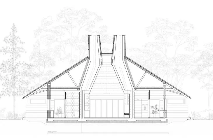 Projekt modelowego domu wiejskiego, przekrój A-A