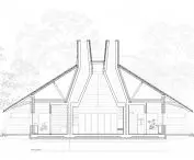 Projekt modelowego domu wiejskiego, przekrój A-A