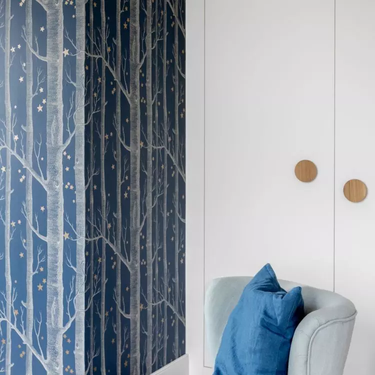 Part of the room features a cool color scheme