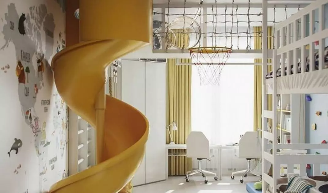 Spiral slide in the children's room