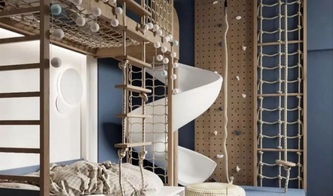 Spiral slide in the children's room