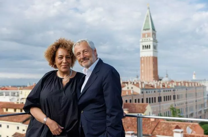 President of La Biennale di Venezia, Roberto Cicutto with Venice 2023 Architecture Biennale curator Lesley Lokko